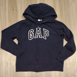 GAP Kids Navy Blue Zip Hoodie with White Logo